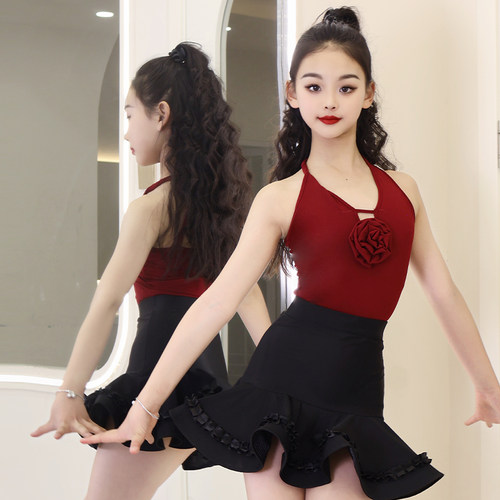 拉丁舞服女童2026新款春夏季练功服儿童演出服少儿专业舞蹈裙套装