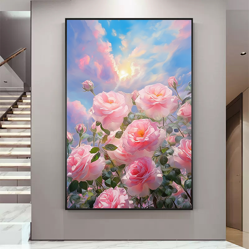 法式浪漫玫瑰花朵餐厅客厅装饰画