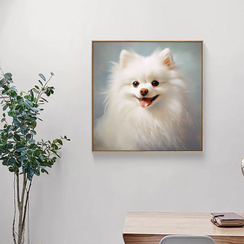 博美犬装饰画狗狗背景墙壁画玄关宠物店儿童房照片墙挂画桌面摆画图片