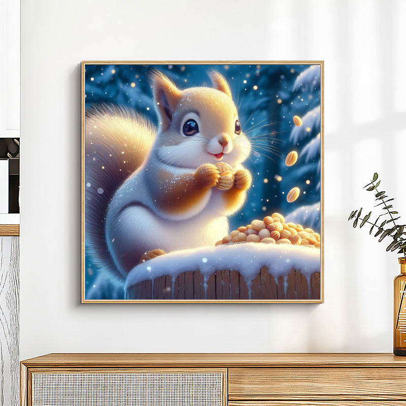 可爱小动物松鼠装饰画背景墙壁画宠物店儿童房照片墙挂画桌面摆画图片
