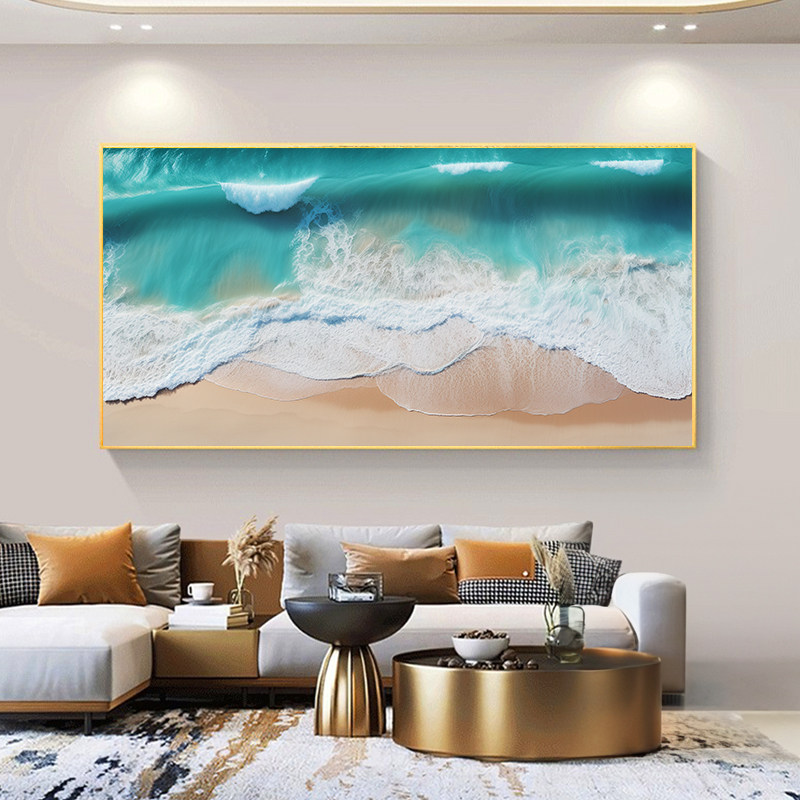 金沙碧海蓝浪客厅背景墙装饰画