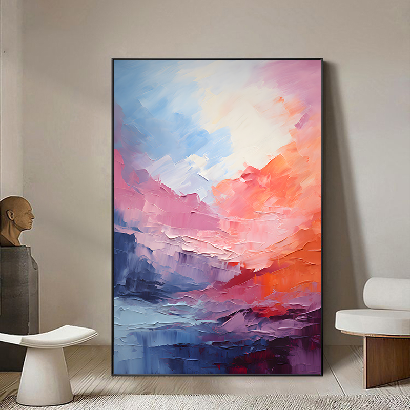 现代简约创意色彩艺术抽象肌理油画装饰画入户门玄关客厅酒店挂画图片
