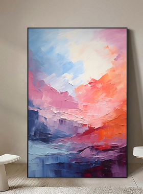 现代简约创意色彩艺术抽象肌理油画装饰画入户门玄关客厅酒店挂画