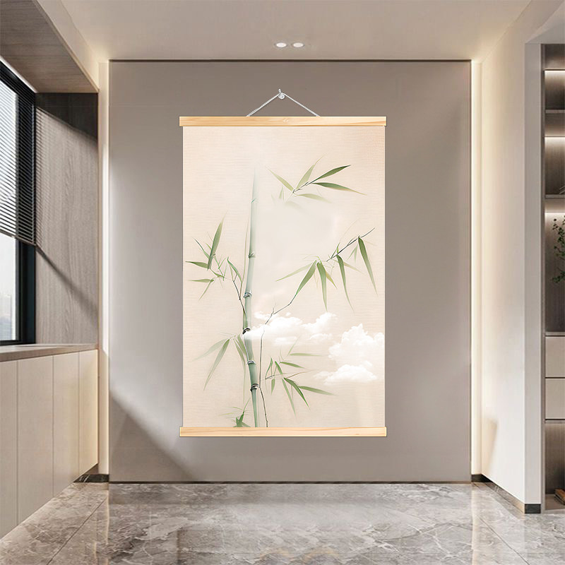 小清新绿植花瓶静物实木卷轴挂画玄关卧室装饰画客厅入户门墙布画,家居饰品,现代装饰画,淘宝优惠券,粉丝福利购,淘宝优惠卷