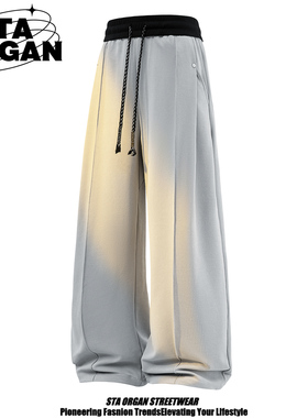 STA ORGAN潮牌复古拼接撞色直筒休闲裤男春秋大码宽松垂感运动裤