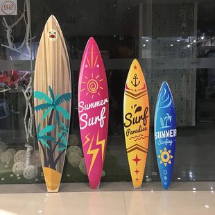 夏季冲浪板户外造景度假风道具橱窗DP点展厅直播间海边沙滩装饰