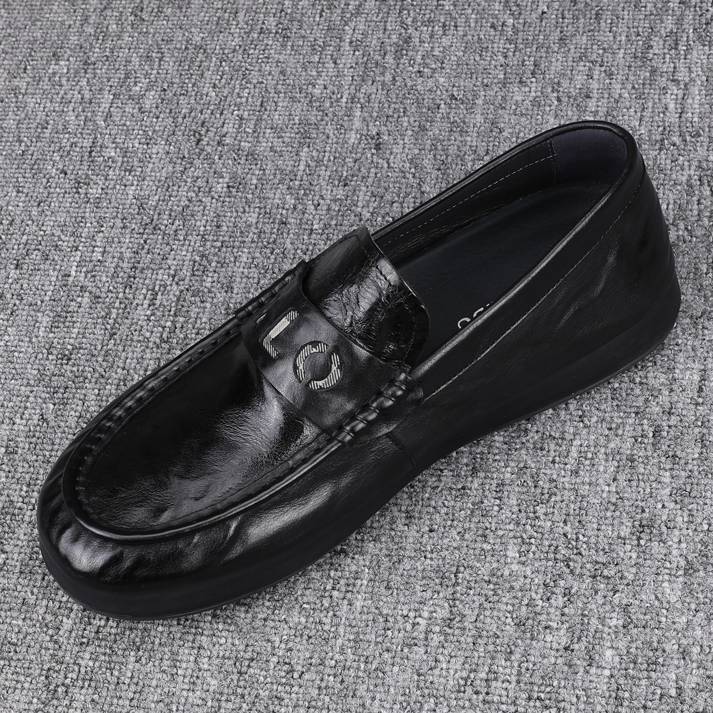 纯皮男鞋2025新款男士一脚蹬透气豆豆鞋韩版百搭真皮商务休闲皮鞋