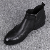 布洛克雕花休闲皮鞋 2025秋冬新款 真皮时尚 英伦高帮鞋 商务百搭男士