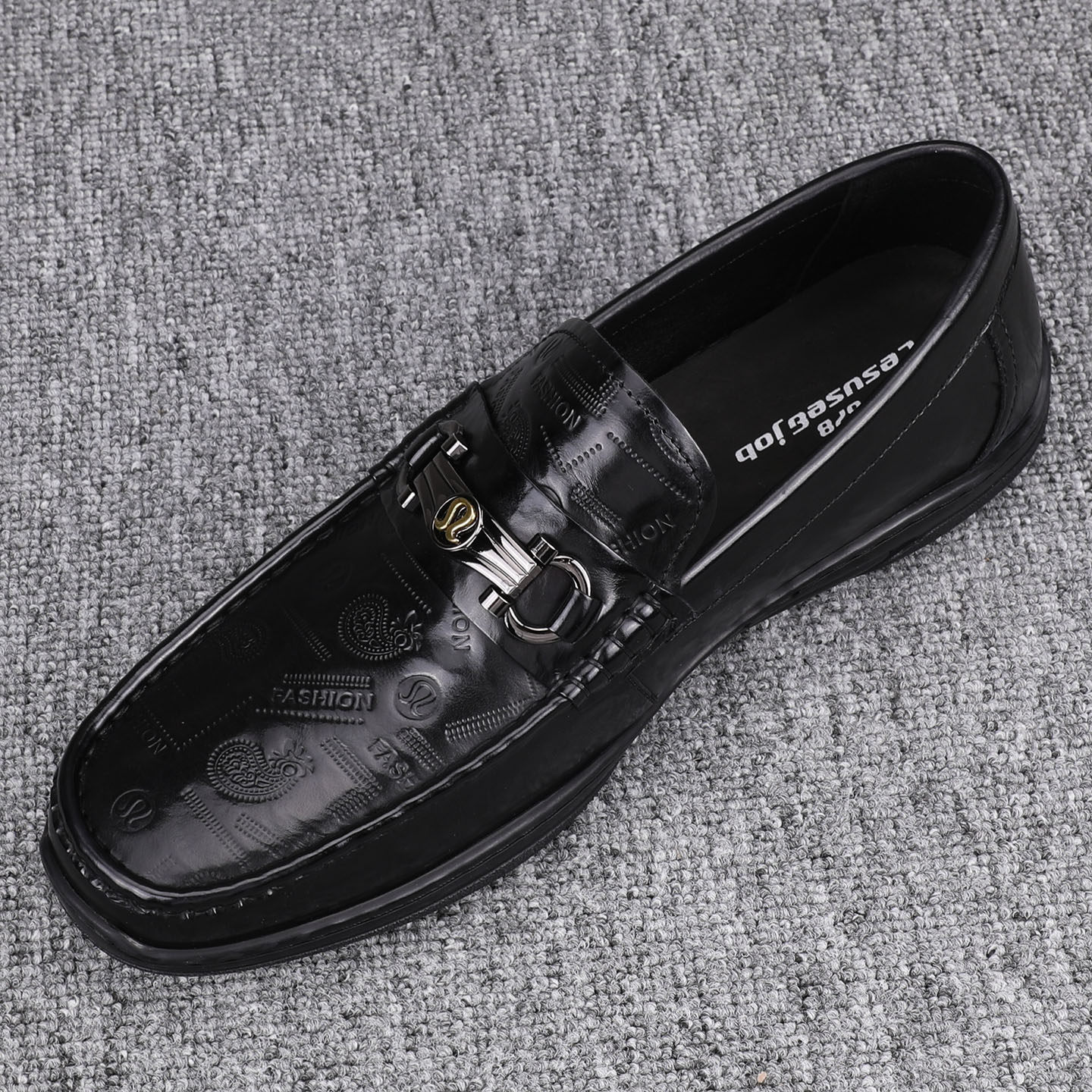 真皮豆豆鞋2025秋季新款商务休闲皮鞋男一脚蹬时尚压花纯皮乐福鞋,流行男鞋,乐福鞋（豆豆鞋）,淘宝优惠券,粉丝福利购,淘宝优惠卷