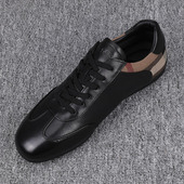 系带平底休闲潮鞋 欧洲站真皮板鞋 头层牛皮男士 潮流瘦版 男 2025新款