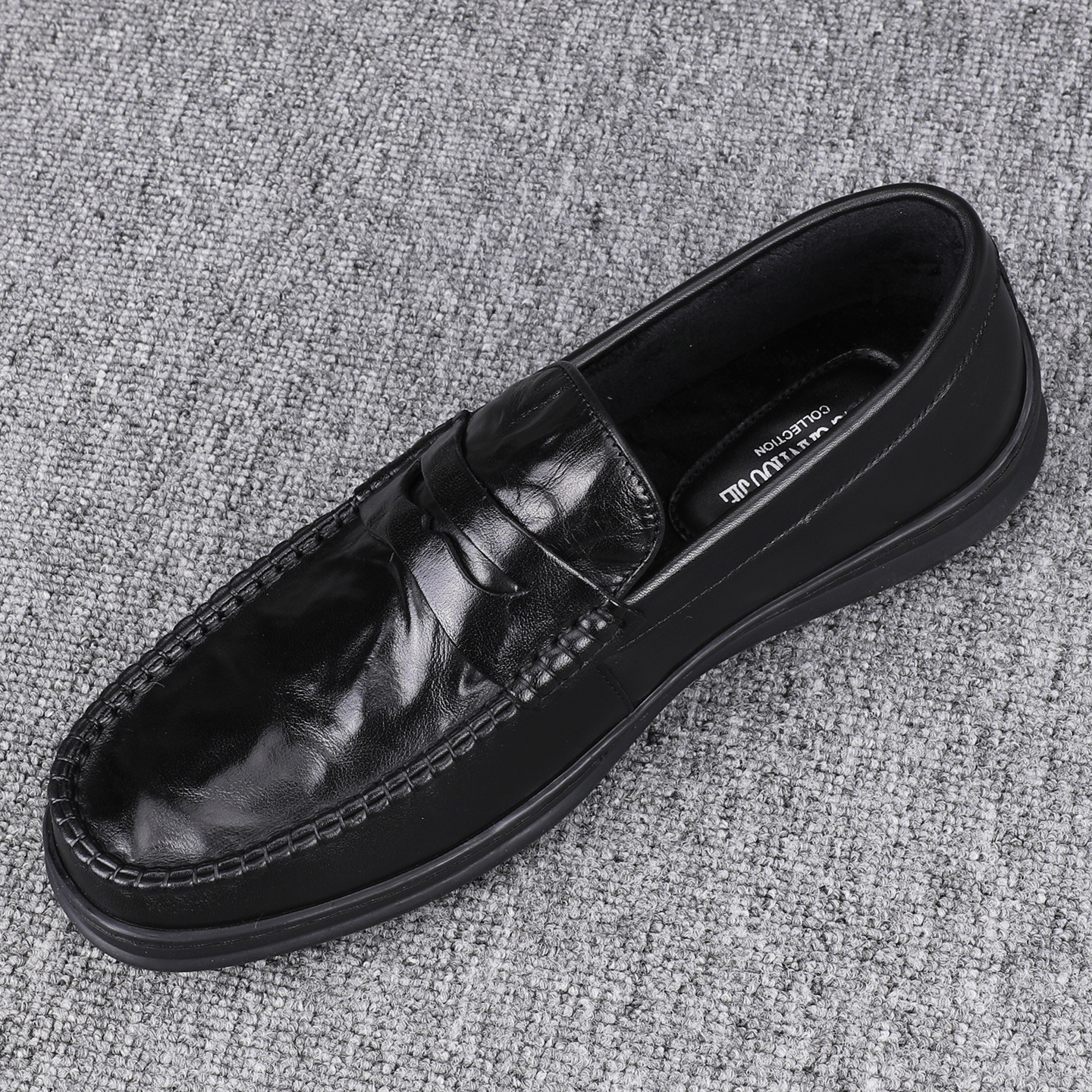 冬季加绒真皮豆豆鞋男款2025新款时尚一脚蹬软底纯皮商务休闲皮鞋