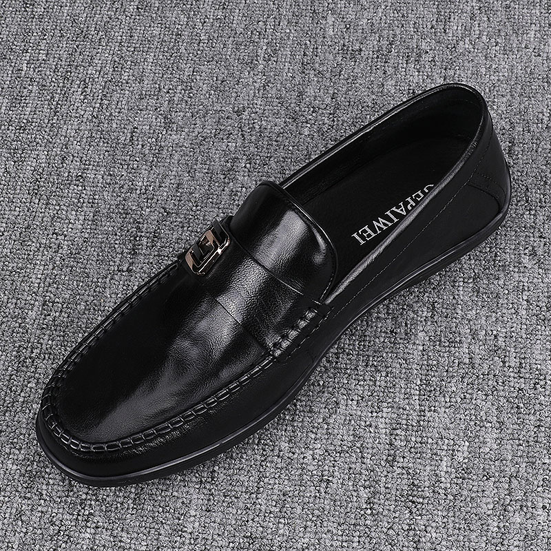 2024新款一脚蹬时尚真皮豆豆鞋