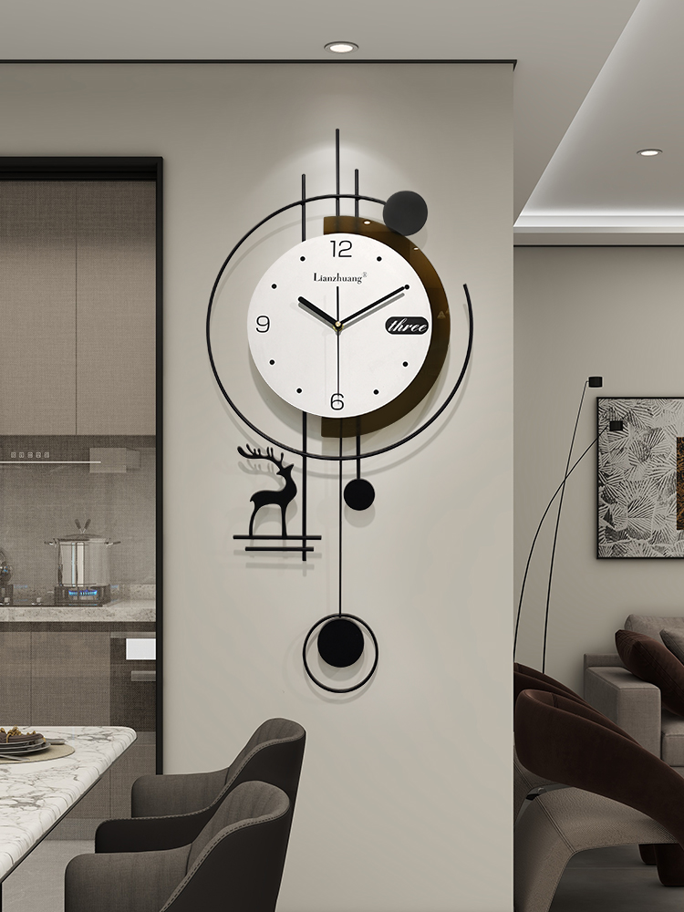 挂钟客厅2025新款简约大气免打孔时钟挂墙电视背景墙钟表现代装饰