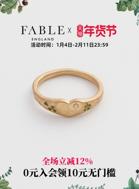 Fable四叶草爱心珍珠珐琅彩戒指原创设计轻奢指环礼物送女友