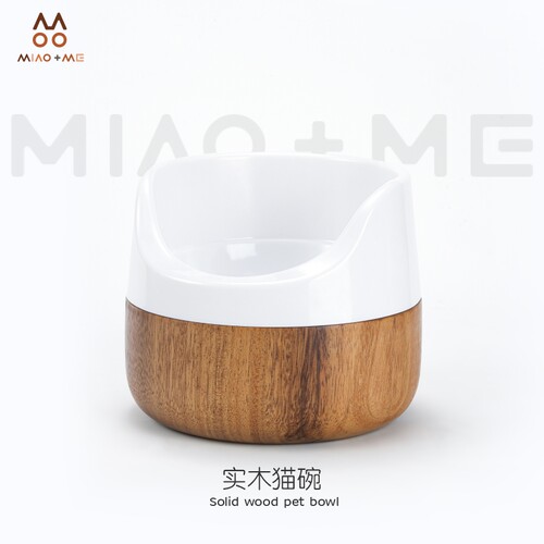 我与招财实木底座宠物碗防洒防倒