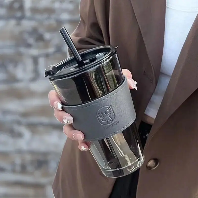 高颜值小鹿吸管玻璃杯学生时尚水杯广告促销礼品杯子伴手礼咖啡杯