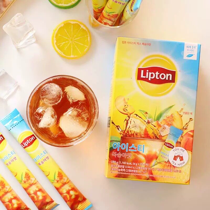 Lipton立顿红茶粉水蜜桃柠檬速溶冰茶粉韩国进口固体饮料夏季冲饮