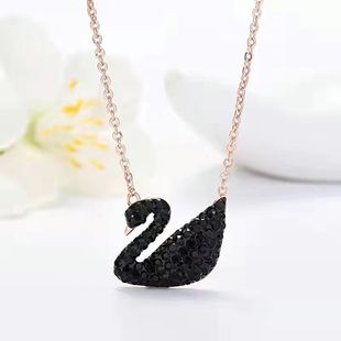 钛钢高保色天鹅项链女款轻奢高级感彩金不掉色玫瑰金色
