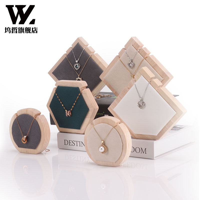 创意项链小摆件实木项链展示架吊坠手链手镯饰品摆台玉器手镯道具