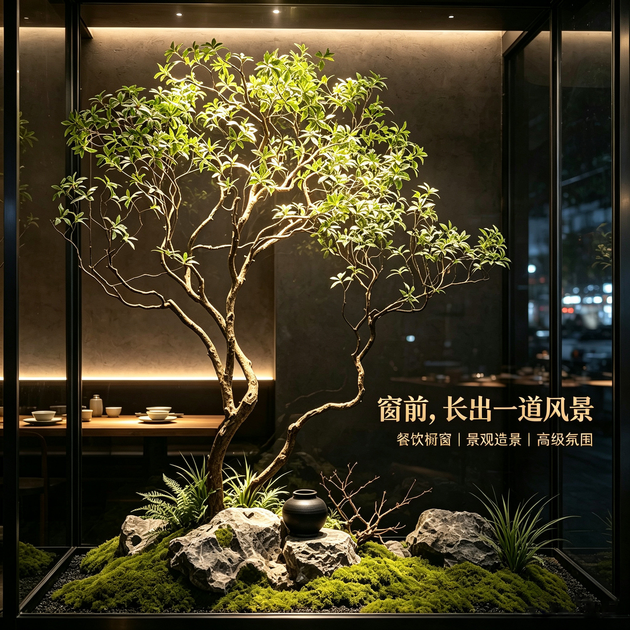 高端仿真马醉木大型绿植造景楼梯下酒店别墅仿生假树景观植物落地