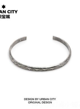 正品印第民族风古着古复古日系钢图腾雕文图案银男女情侣潮安牌钛