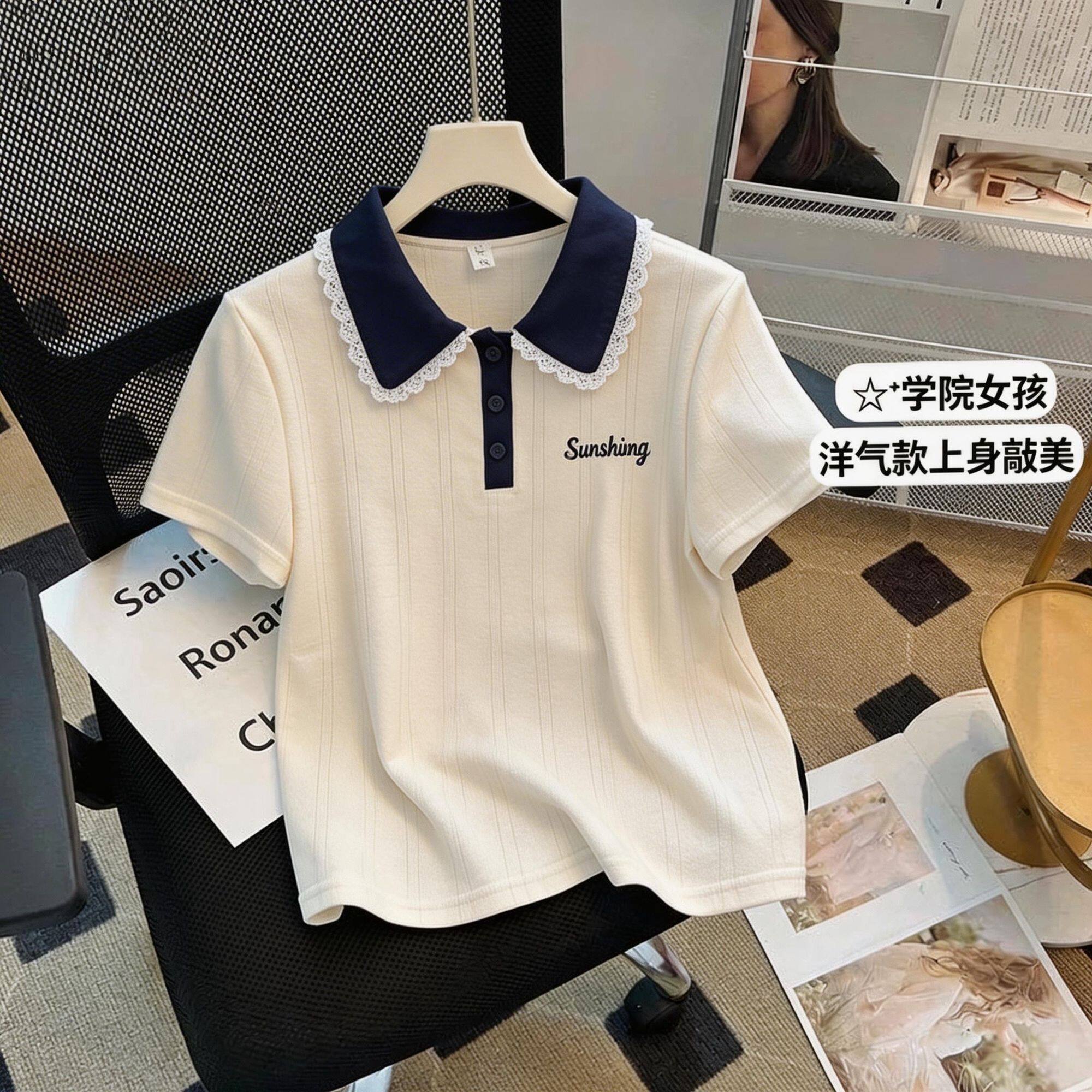 女童夏季短袖学院风POLO衫减龄图片