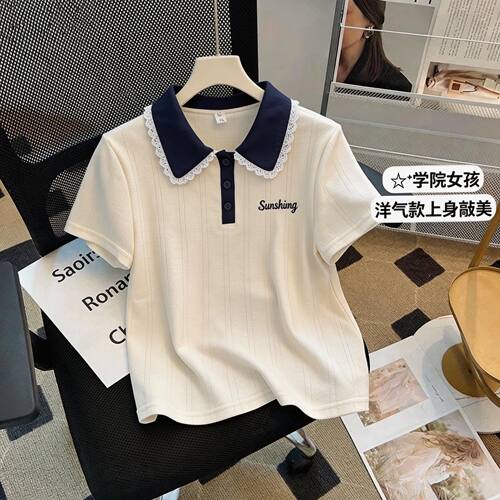 女童夏季短袖学院风POLO衫减龄