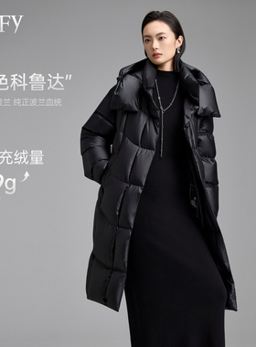 DeIFy/缔弗科鲁达2.0 25年冬季新款长款弧线绗缝鹅绒羽绒服外套女