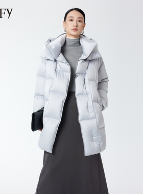 DeIFy/缔弗科鲁达中长款鹅绒服女25年冬新款加厚磁吸扣羽绒服外套