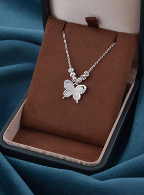 纯银清冷感新中式猫眼石蝴蝶项链