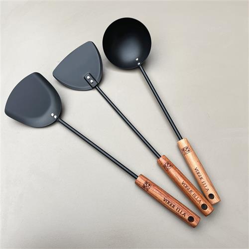 VE极铁花梨木锅铲长柄炒菜铁铲汤勺长铲家用铲子实木手柄炒勺