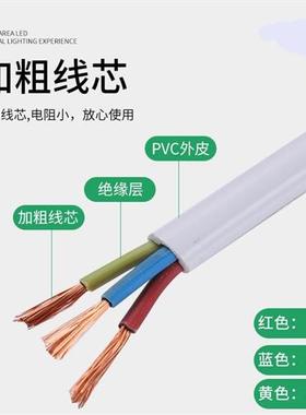 白色纯铜国标电源线大功率3*0.75/1/1.5/2.5平方三插裸尾CCC认证