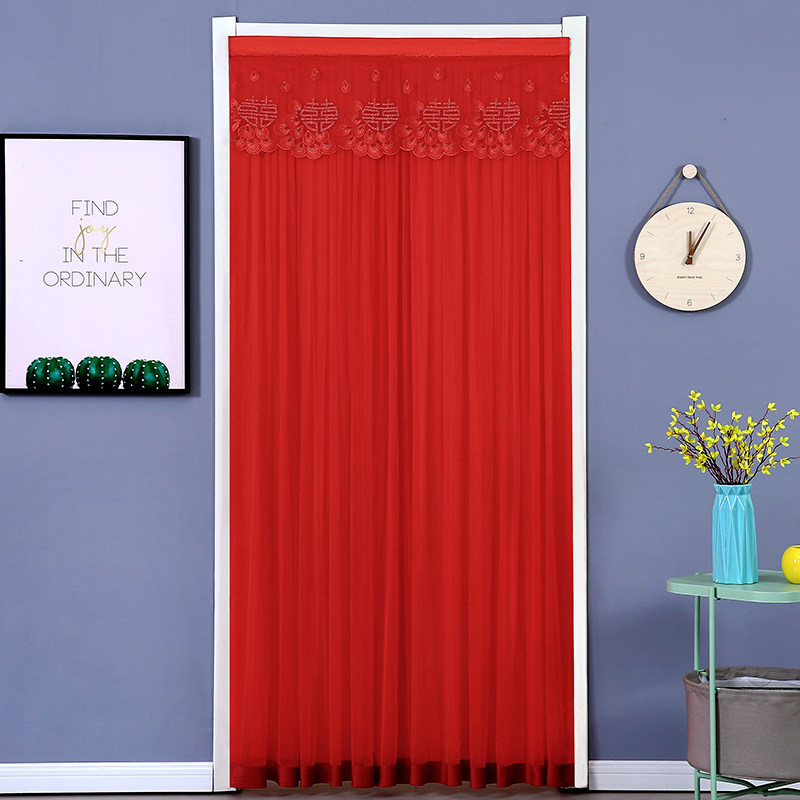 送杆防蚊门帘免打孔魔术贴纱布双层遮光防隐私挂帘四季通用隔断帘