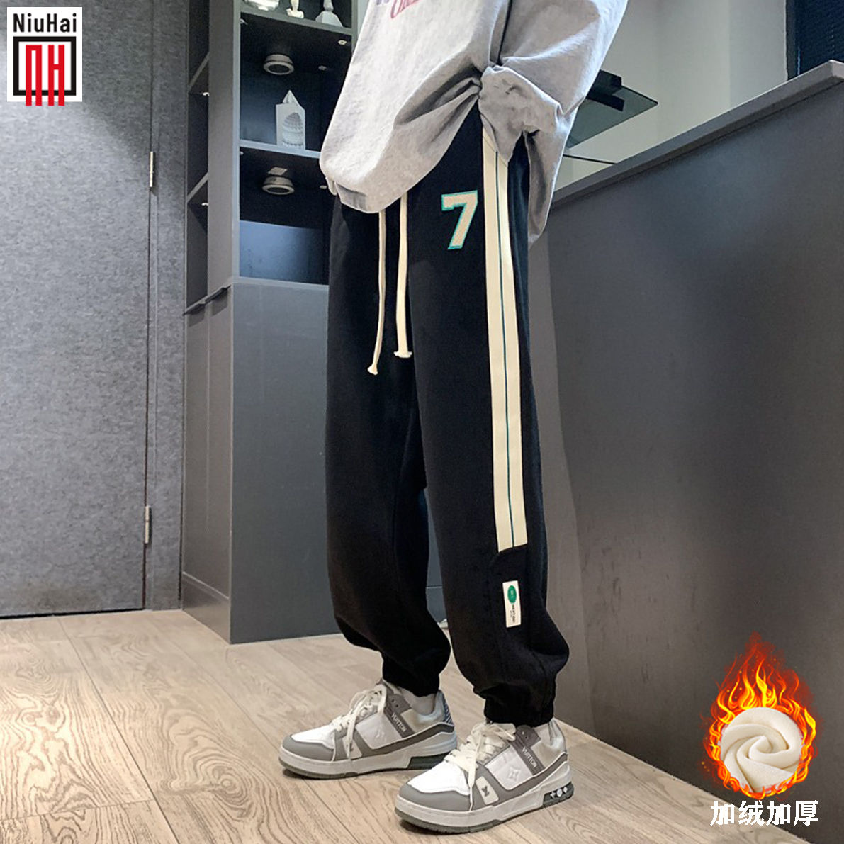 中大童裤子束脚裤2025男