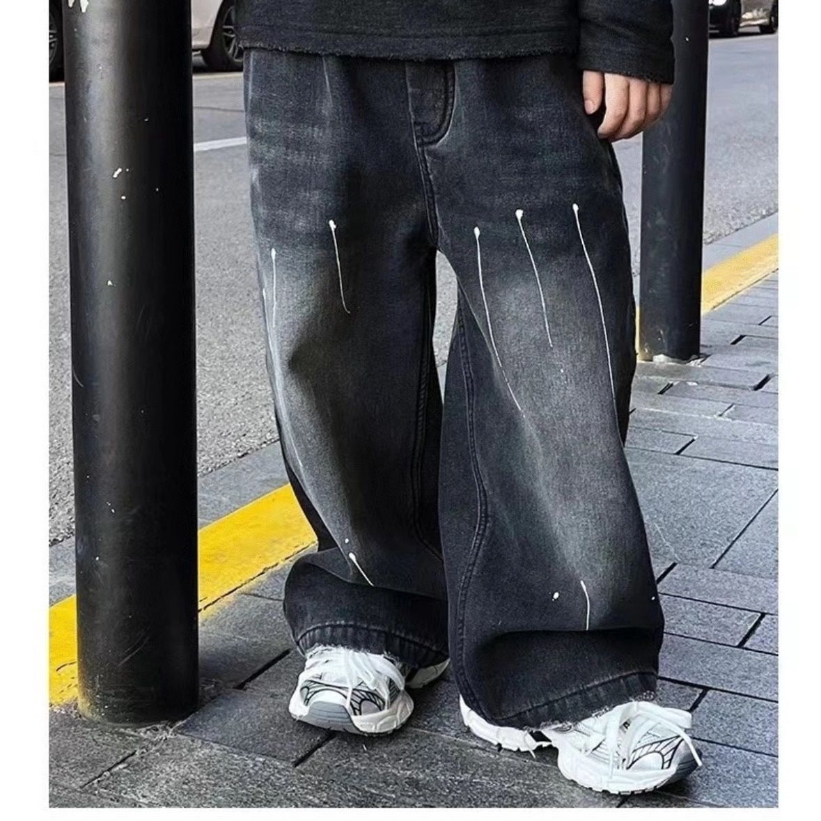 男童秋冬洋气潮流泼墨牛