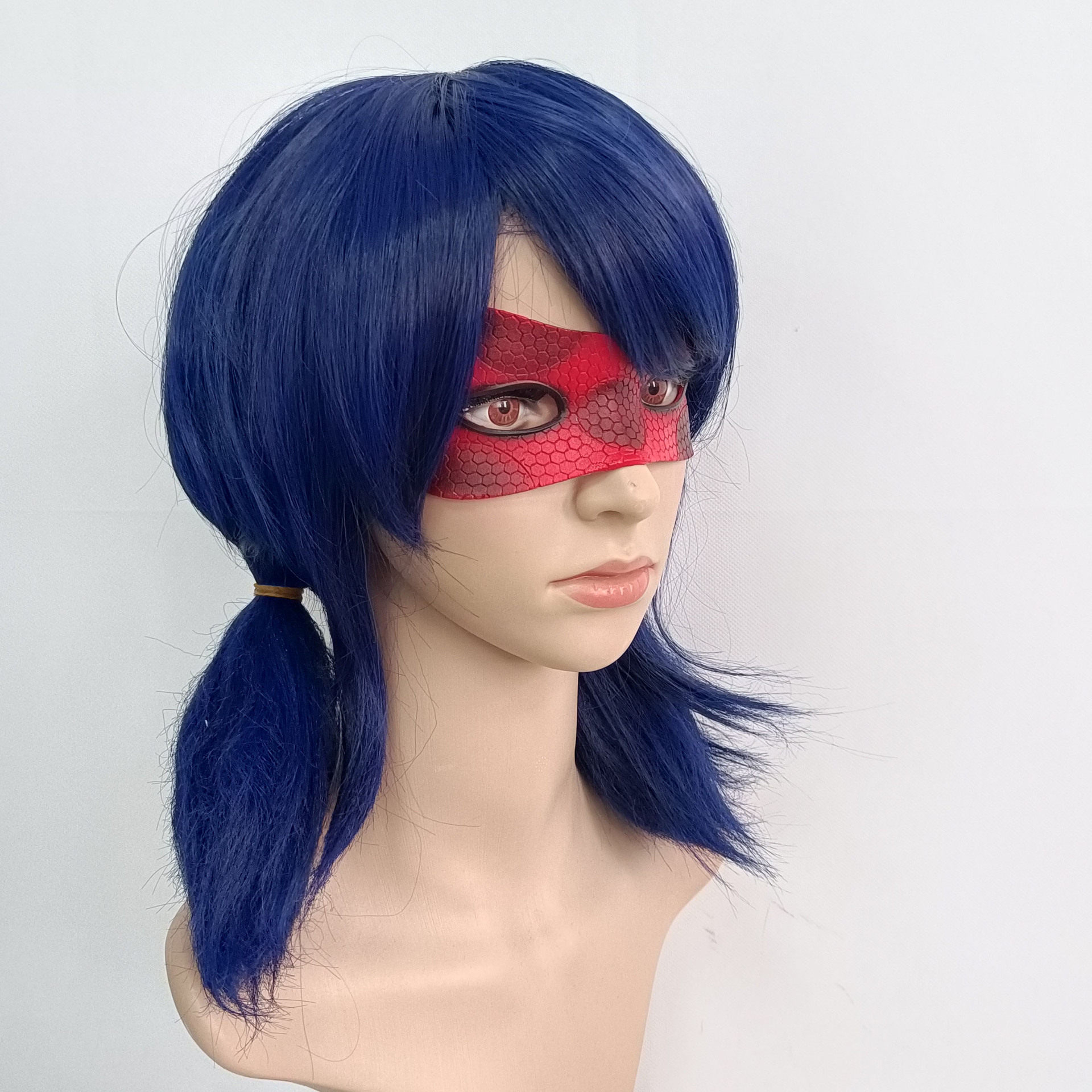 奇迹 cos瓢虫面具假发 深蓝小辫子动漫假发乳胶眼罩道具