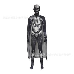 万圣节COSPLAY骷髅恐怖游戏数码 新款 印花角色扮演紧身连体衣
