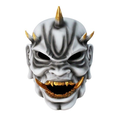 新红白日本般若树脂脸谱百鬼妖王面具万圣节尖角魔王面罩cos mask