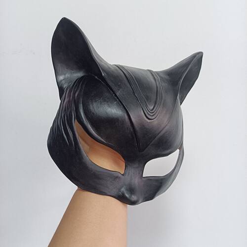 猫女乳胶面具配皮鞭道具