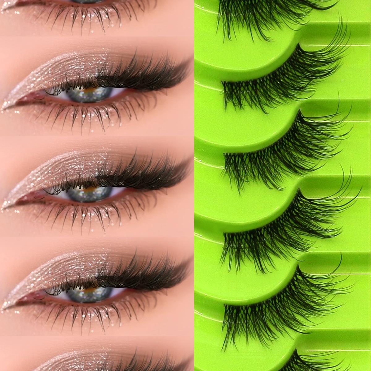 GROINNEYA 2025新款半眼睫毛浓密卷翘狐系眼尾拉长跨境欧美10对装