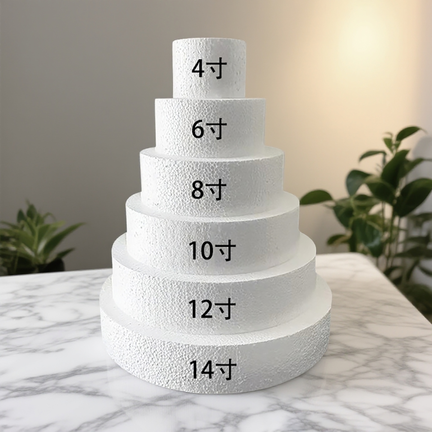 泡沫蛋糕模型6/8/10/12/14寸生日零食蛋糕泡沫胚翻糖裱花练习模具