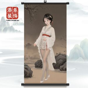 黑丝仕女图搞笑创意玄关装饰画宋代美学古典美女玄关挂画定制卷轴