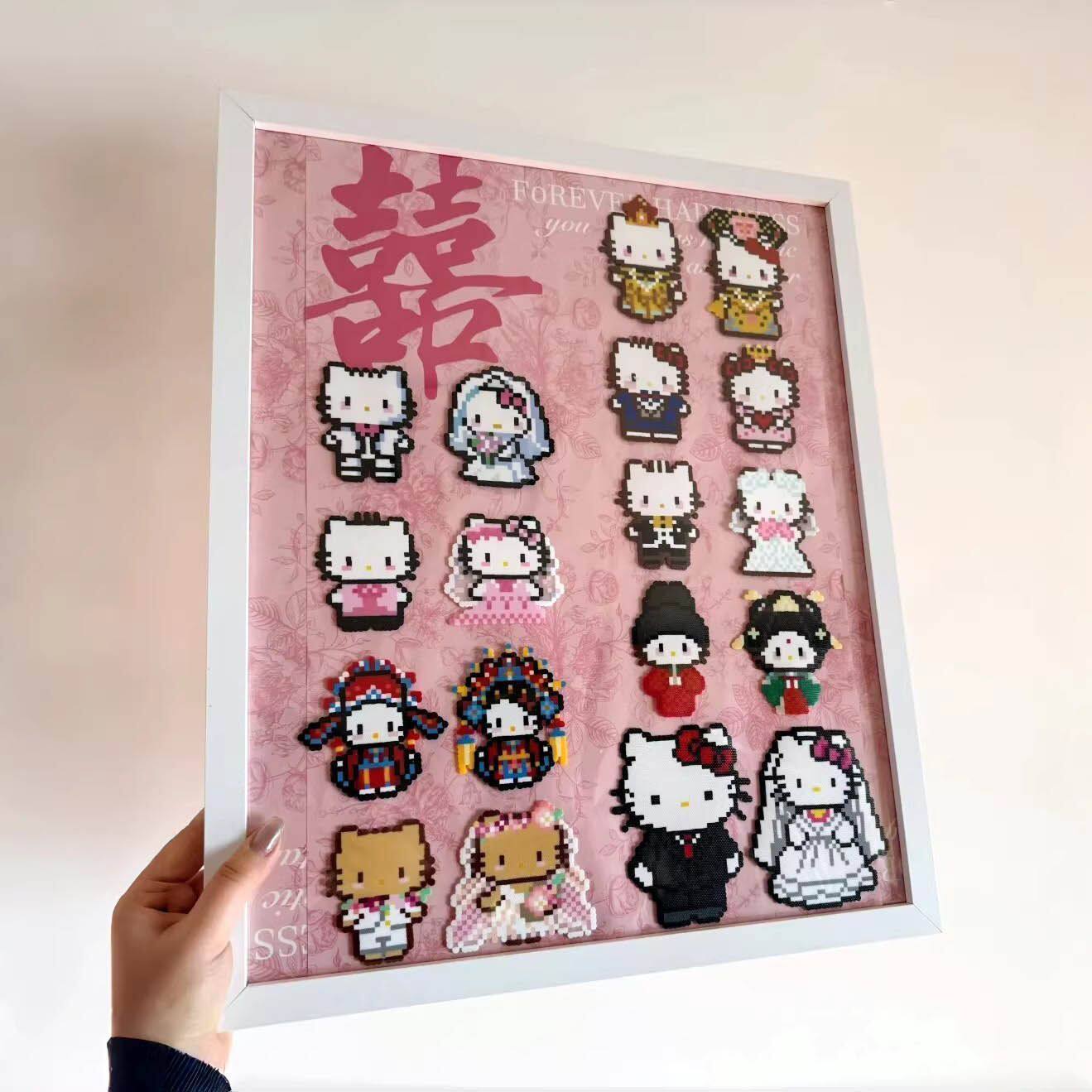 hellokitty拼豆相框结婚礼物多巴胺可爱结婚礼物送朋友订婚摆件