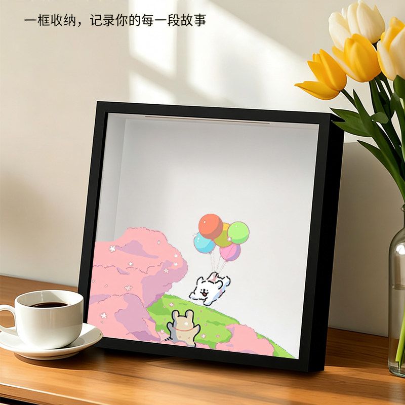 线条小狗旅行票据收纳相框图片