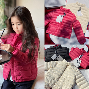 MC短款立领亲子夹克羽绒服25冬季童装徽章梅子色儿童男女童内胆