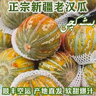 新疆喀什老汉瓜应当季新鲜水果正宗传统网纹瓜冰激凌蜜瓜顺丰空运