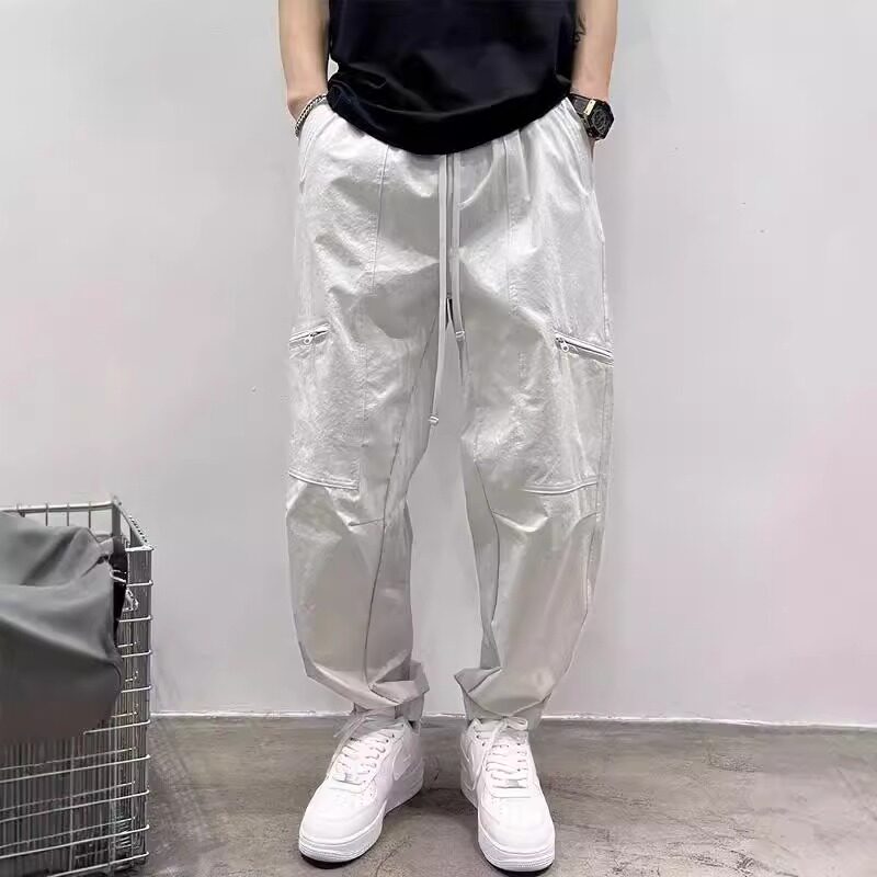 美式男款工装裤夏季薄款弯刀速干休闲裤潮流百搭宽松透气束脚长裤