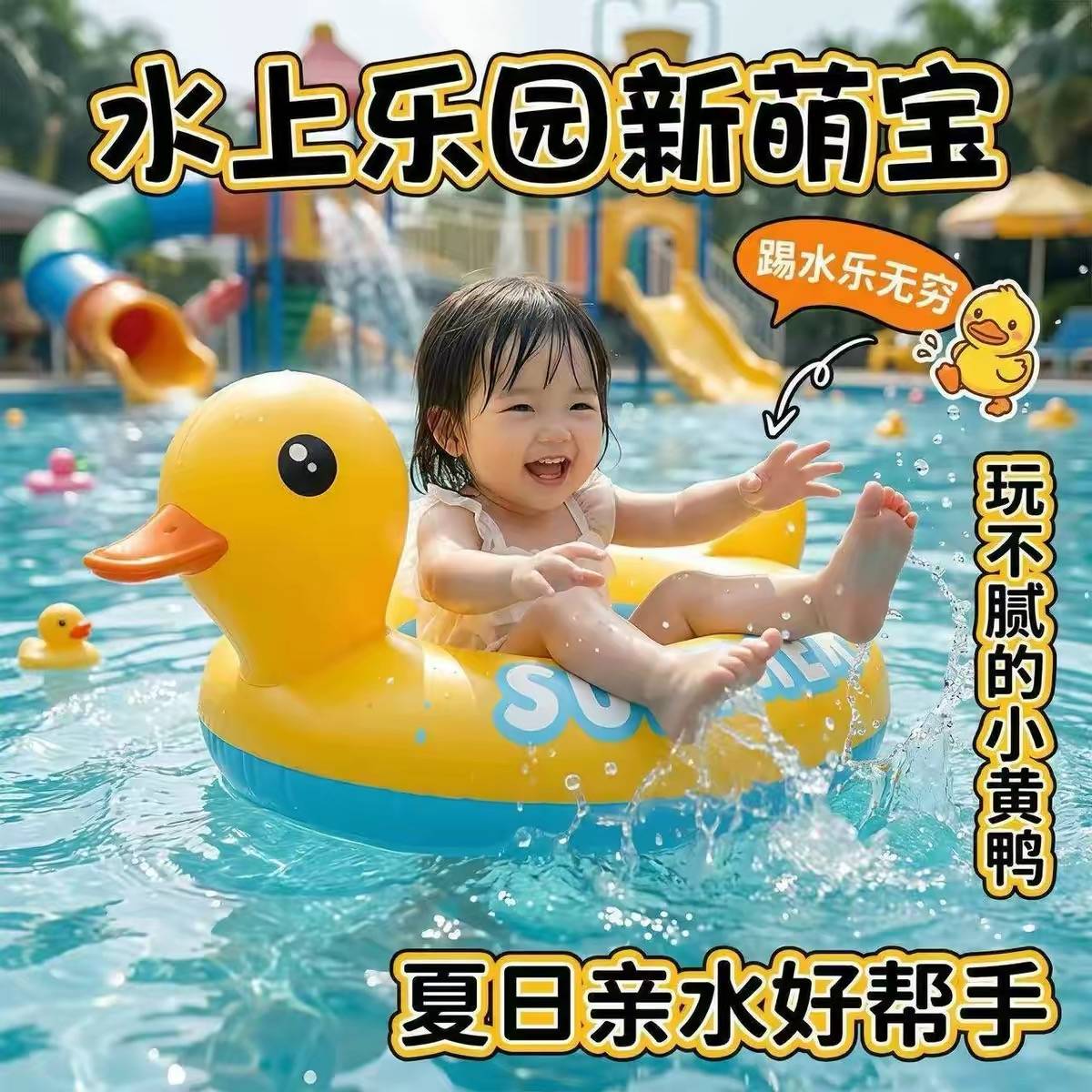 儿童游泳圈鸭子坐圈小孩防侧翻