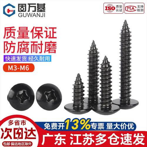 黑色304不锈钢蘑菇十字大扁头自攻螺丝钉黑色伞头自攻M3M4M5M6M8