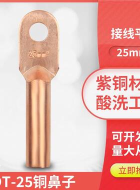 DT-25mm2平方紫铜鼻子铜接头线耳堵油式冷压电线电缆接线端子镀锡